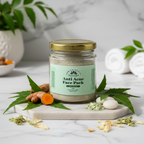 Product on marble with botanicals