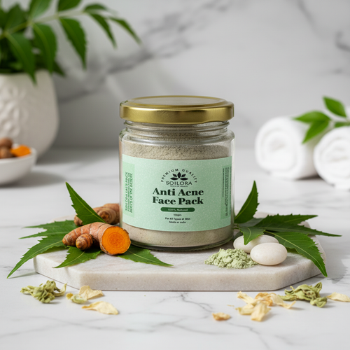 Product on marble with botanicals